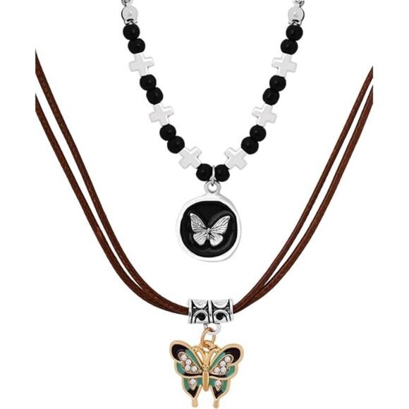 MINACHI Multi Layers Choker Necklace, Butterfly Choker, Bohemian Vintage Chunky - Picture 16 of 16